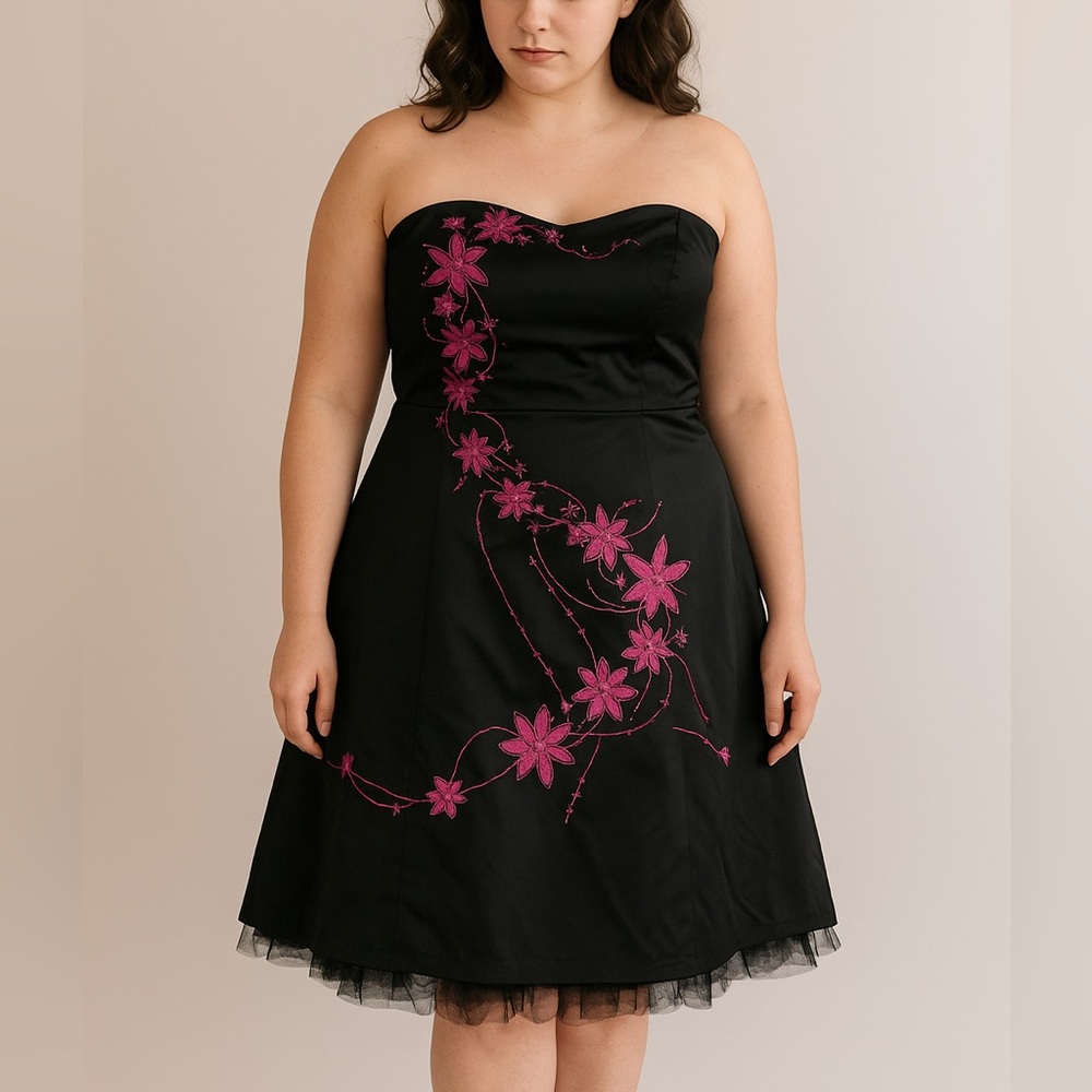 Jane Norman Womens Dress Floral Embroidered Y2K Fairygoth Grunge Dark Romantic